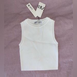 zara white vest crop top